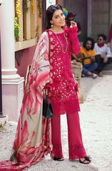 Mushq Pink luxury lawn chikankari