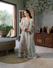 Imrozia Grey Chiffon Luxury Handwork Heavy 3pc