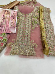 MB Pink Gharara Net Collection 3pc Unstitched