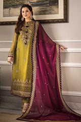 Asim Jofa Green Chiffon Embroidery Collection 3pc