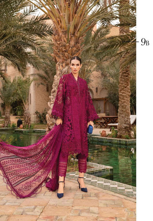 MB Pink Luxury Lawn Lazer And 3D Chikankari