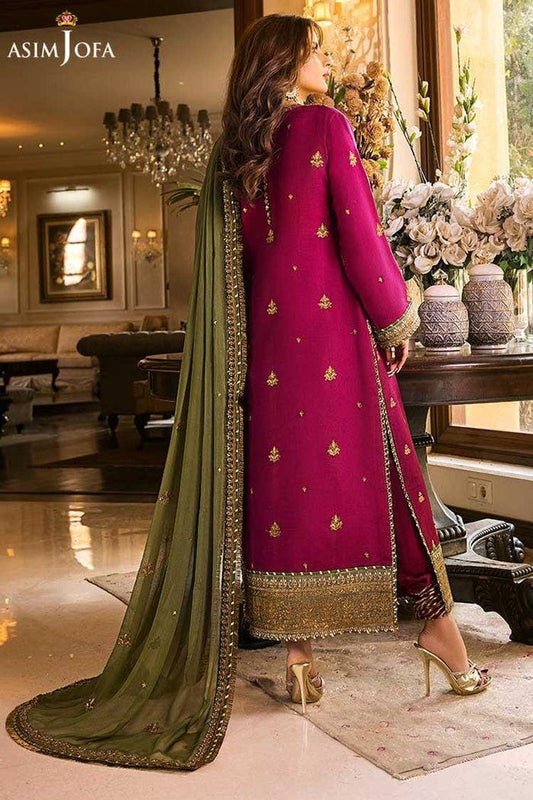 Asim Jofa Pink Luxury Chiffon Embroidery Dress 3pc