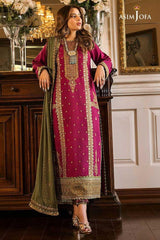 Asim Jofa Pink Luxury Chiffon Embroidery Dress 3pc