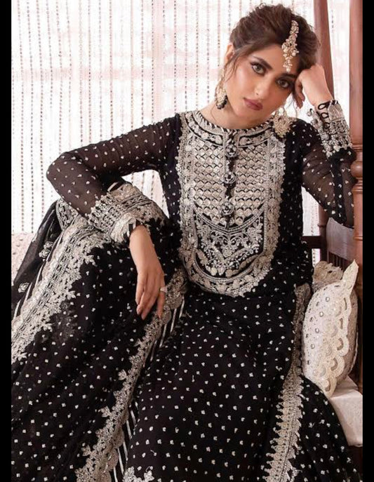 Asim Jofa Chandni Chiffon Black Luxury 3pc