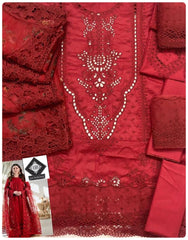 Qalamkar Red chikankari Embroidery Collection