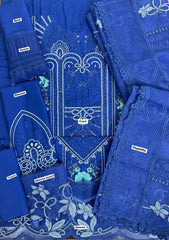 MB Blue Luxury Chikankari Organza Dupatta 3pc