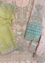 Imrozia Peach Chiffon Green Dupatta Luxury 3pc