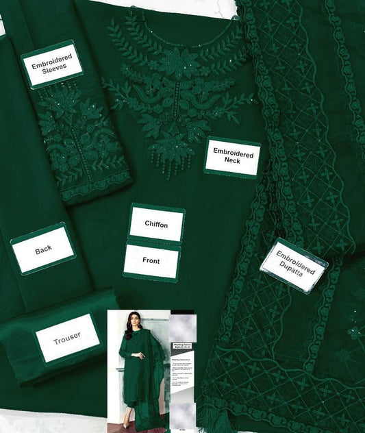 Baroque Green Embroidery Formal Collection 3pc