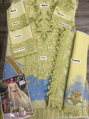 Mb Light Green Lazer Chikankari Luxury Collection 3pc