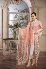 ANAYA Peach Chikankari Embroidery Dress 3pc