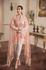 ANAYA Peach Chikankari Embroidery Dress 3pc