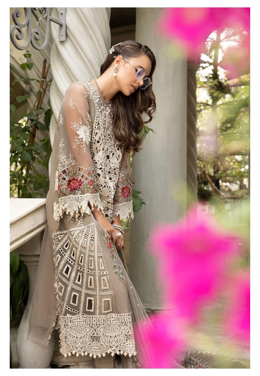 MB Light Brown Party Wear Organza With Lawn Inner