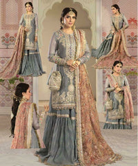 Maria b Gray Wedding Collection Gharara Dress