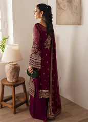 Gulaal Maroon Formal Collection Organza Dress 3pc