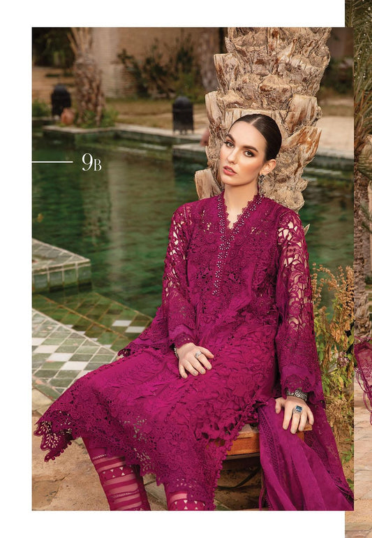 MB Pink Luxury Lawn Lazer And 3D Chikankari