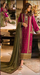 Asim Jofa Pink Luxury Chiffon Embroidery Dress 3pc