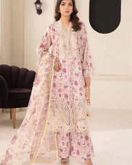 MB Pink and Skin Luxury Lawn Embroidered 3pc