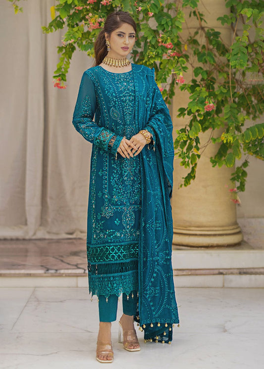 Emaan Adeel Zinc Blue Embroidery Formal Dress