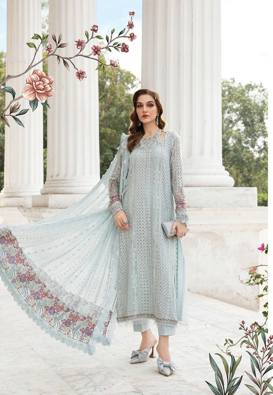 MB Sky Firozi Chiffon Luxury Collection 3pc