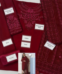 Baroque Maroon Embroidery Formal Collection 3pc