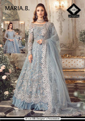 MB Sky Blue Net Maxi 3pc Unstitched