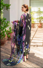 Asifa Nabeel Black Digital Lawn 3pc