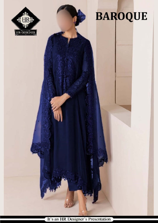 Baroque Blue Chiffon Formal Collection 3pc