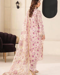 MB Pink and Skin Luxury Lawn Embroidered 3pc