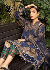 MB Blue Front Embroidered luxury Lawn 3pc