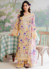 Afrozeh Yellow lawn digital 3 pc