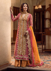 Crimson Yellow Pink Multi Chiffon Embroidered 3pc Unstitched