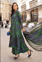 MB MPrint Green and Blue Unstitched Lawn 3pc