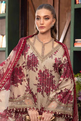 MB Maroon Front Embroidered Lawn 3pc