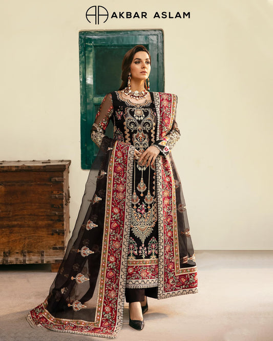 Akbar Aslam Luxury Black Bridal 3pc