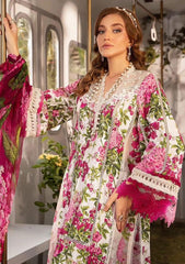 MB Pink and White digital embroidered lawn 3pc