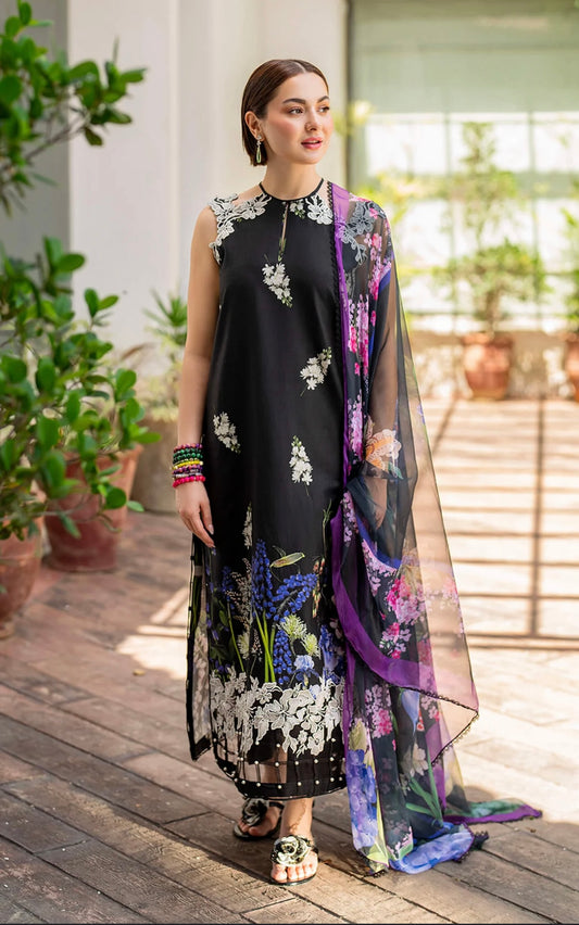 Asifa Nabeel Black Digital Lawn 3pc