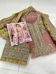 MB Pink Gharara Net Collection 3pc Unstitched