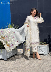 Elaf White Festive Chikankari Luxury 3pc