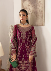 Gulaal Maroon Formal Collection Organza Dress 3pc