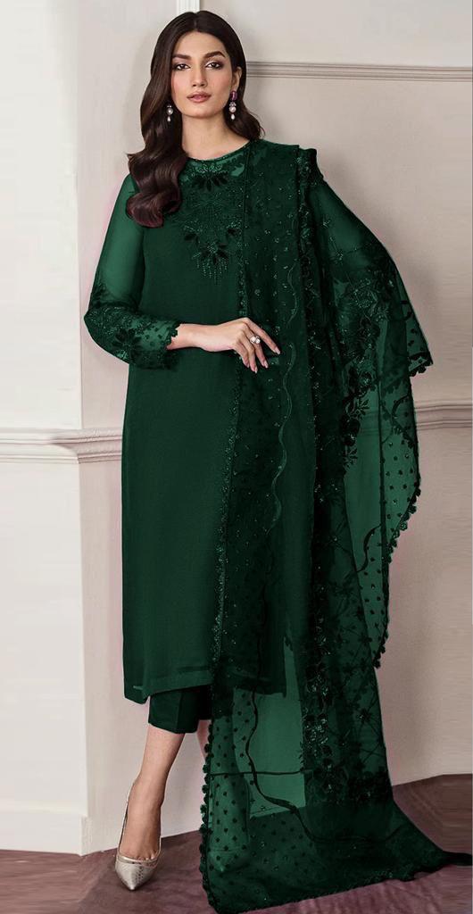 Baroque Green Embroidery Formal Collection 3pc