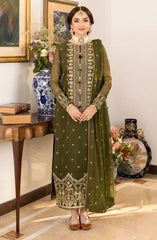 Asim Jofa Dhani Green Luxury Chiffon Embroidery Dress 3pc