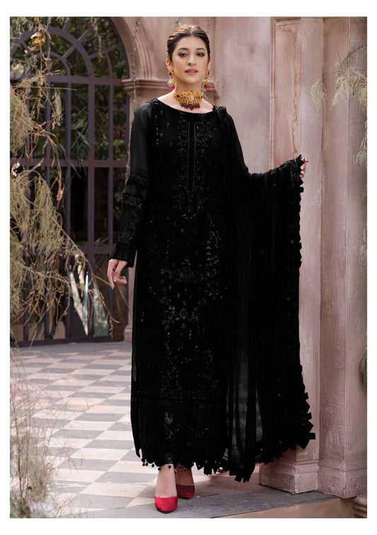 Emaan Adeel Chiffon Dress Black 3pc