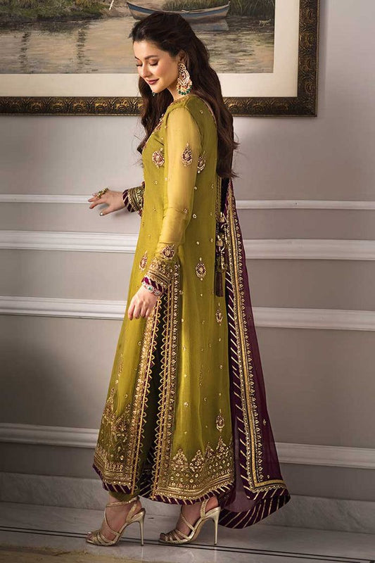 Asim Jofa Green Chiffon Embroidery Collection 3pc